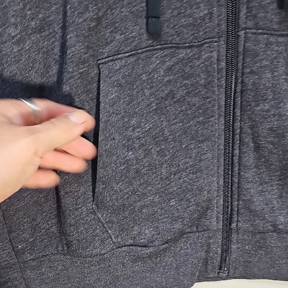 PINK Victoria's Secret Charcoal Hoodie with Striped Accents - Picture 5 of 8